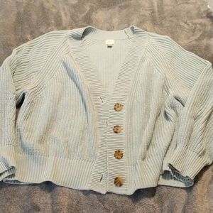 Women's long sleeve blue v-neck cardigan